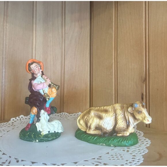 Vintage Italian Paper Mache Nativity Scene Baby Jesus Mary Joseph Shepherd Wise - Picture 6 of 7